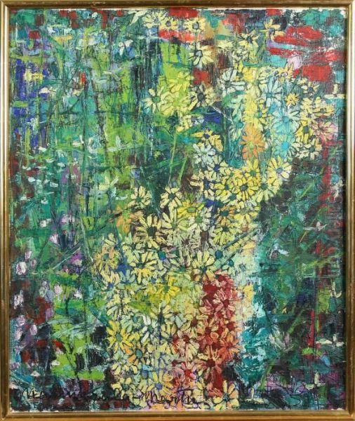 Komposition Med Blommor, Signerad Oil Painting by Emilio Sala y Frances