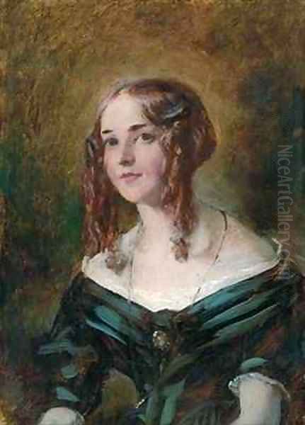 Girl in a Green Dress Oil Painting by William Etty