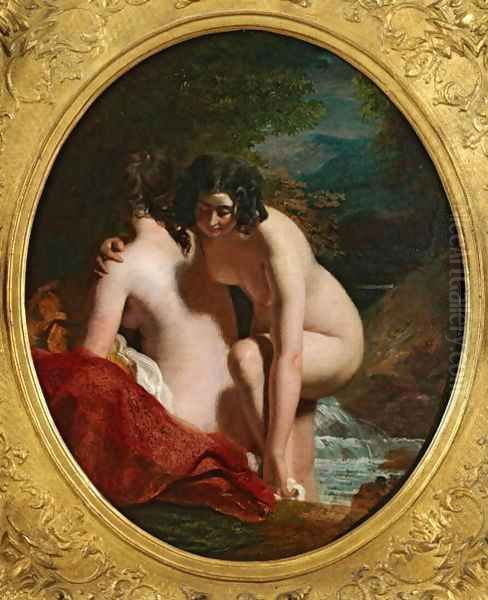 Two Girls Bathing Oil Painting by William Etty