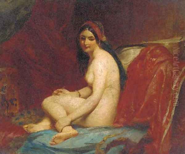 A female nude in an interior Oil Painting by William Etty