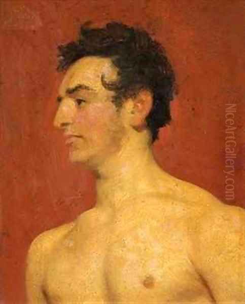 Head and Shoulders of a Nude Man Oil Painting by William Etty