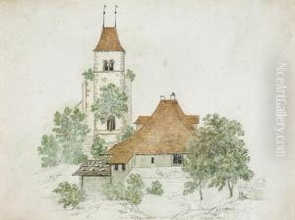 Die Kirche Von Ringgenberg Oil Painting by Friedrich Salathe