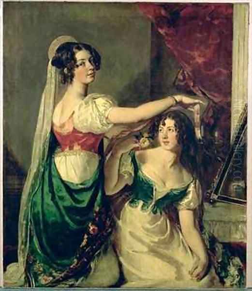 Preparing for a fancy dress ball Italian costumes Oil Painting by William Etty