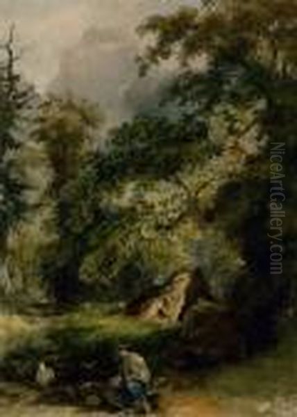 Waldlandschaft Im Gebirge Oil Painting by Friedrich Salathe