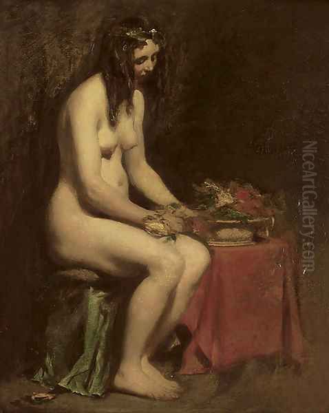 A seated female nude Oil Painting by William Etty