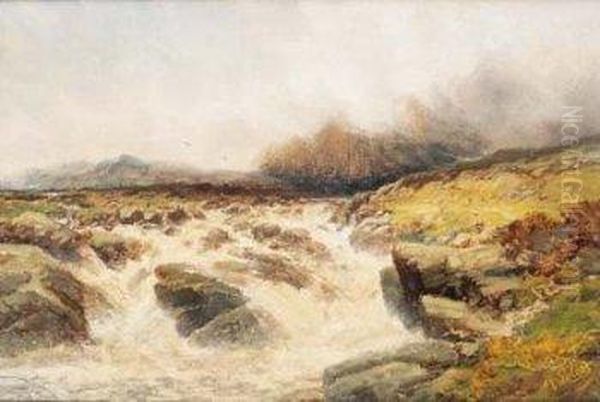 Cascada Oil Painting by Manuel Salces y Gutierrez