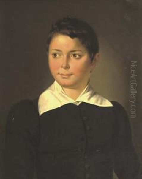 Portrait Of A Boy Oil Painting by Raden Sjarief B. Saleh