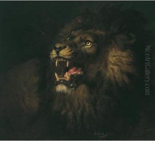 The Roaring Lion Oil Painting by Raden Sjarief B. Saleh