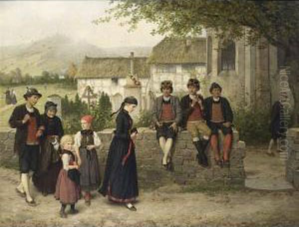 Der Kirchgang Oil Painting by Hubert Salentin