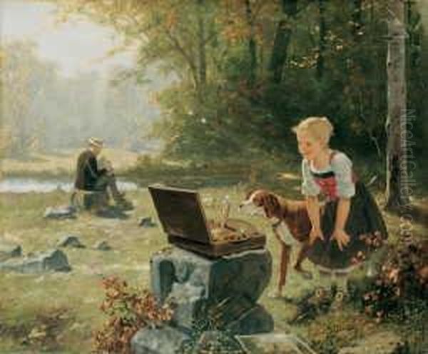 Die Kunstfreundin. Oil Painting by Hubert Salentin