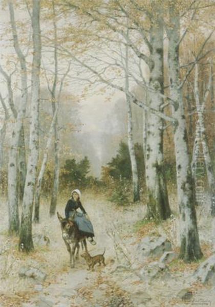 Die Einsame Reiterin. Oil Painting by Hubert Salentin