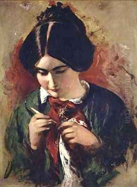 Study for the Crochet Worker Miss Mary Ann Purdon Oil Painting by William Etty