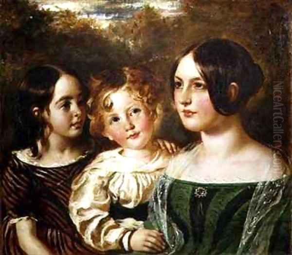 The Wood Children Emily Frederick and Mary Oil Painting by William Etty