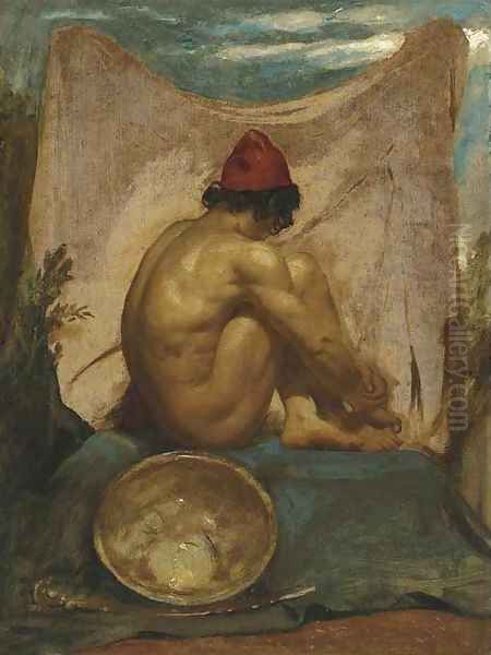 A Seated Tajik In An Interior With His Shield And Scabbard At His Side Oil Painting by William Etty