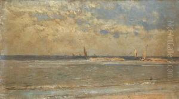 Marina Ad Anzio Oil Painting by Agustin Salinas Y Teruel