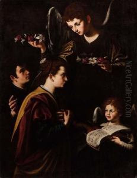 I Santi Cecilia E Valeriano  Oil Painting by Tommaso Salini (Mao)