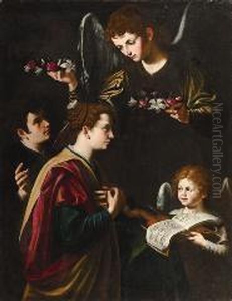 Incoronazione Dei Santi Cecilia E Valeriano Oil Painting by Tommaso Salini (Mao)