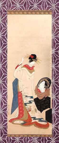 Beauty at her toilette Oil Painting by Chobunsai Eishi