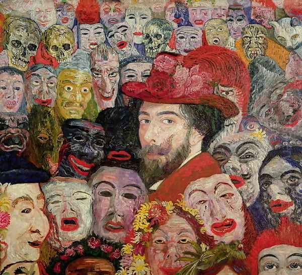 My Portrait Surrounded by Masks, (detail 1) 1899 Oil Painting by James Ensor