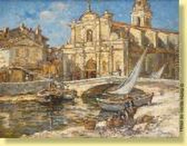 Pecheurs De Moules A Martigues Oil Painting by Fernand Salkin