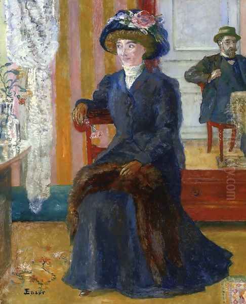 Our Two Portraits, 1905 Oil Painting by James Ensor