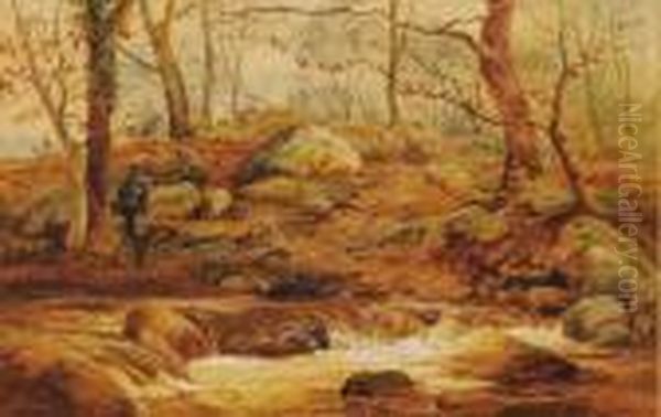 Fisherman On A River Bank Oil Painting by John Cuthbert Salmon