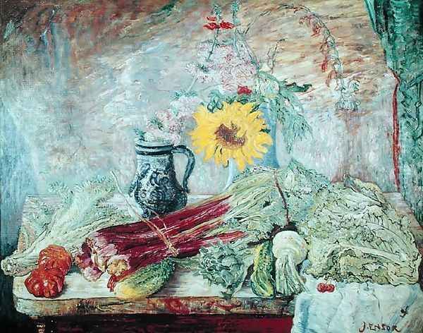 Flowers and Vegetables, 1896 Oil Painting by James Ensor