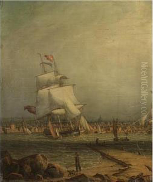 Liverpool Harbour Oil Painting by Robert Salmon