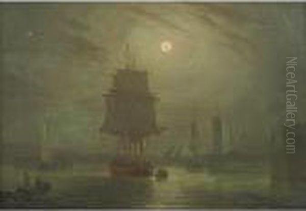 Moonlight Oil Painting by Robert Salmon