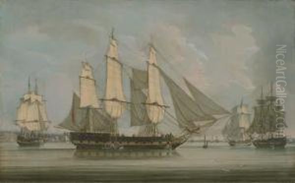 Merchant Ships Off Liverpool Oil Painting by Robert Salmon