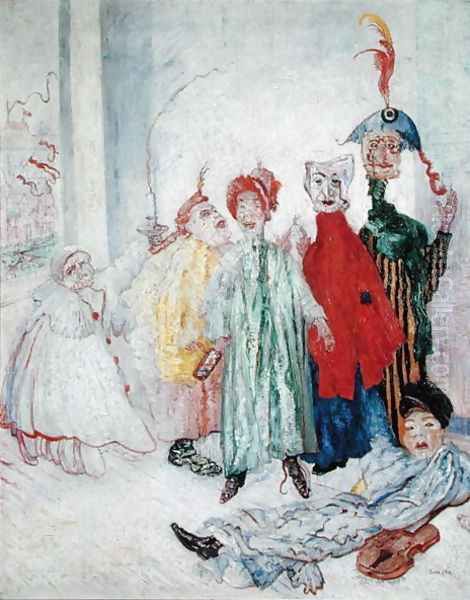 The Strange Masks, 1891 Oil Painting by James Ensor