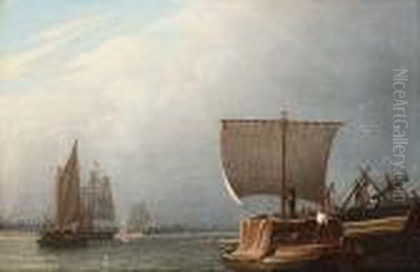 'view On The Thames From Dog's Island' (sic) Oil Painting by Robert Salmon