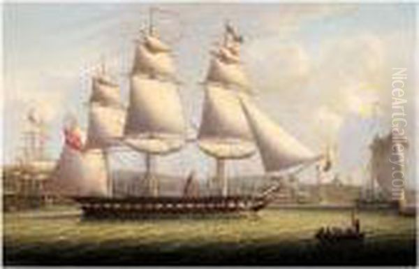 An Armed Merchant Vessel Passing The Custom House At Greenock, On The Clyde Oil Painting by Robert Salmon