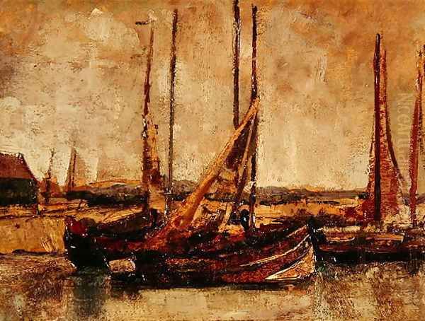 Fishing Boats Oil Painting by James Ensor