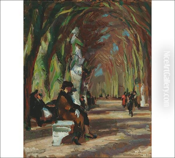 In The Versailles Gardens Oil Painting by Santeri Salokivi