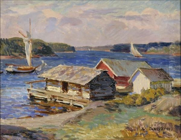 Kesapaivabarosundissa. Oil Painting by Santeri Salokivi