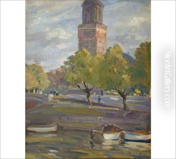 Turku Cathedral Oil Painting by Santeri Salokivi