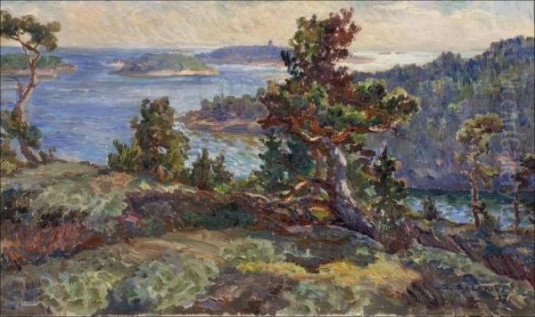 Maisemapellingista. Oil Painting by Santeri Salokivi