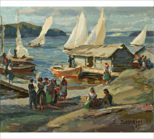 Regatta Oil Painting by Santeri Salokivi