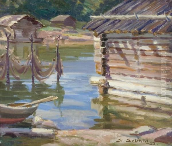 Kalastajan Ranta-aitta. Oil Painting by Santeri Salokivi