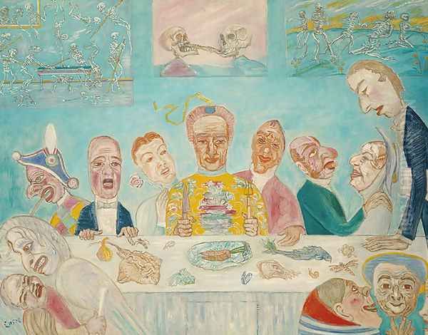 The Banquet of the Starved Oil Painting by James Ensor