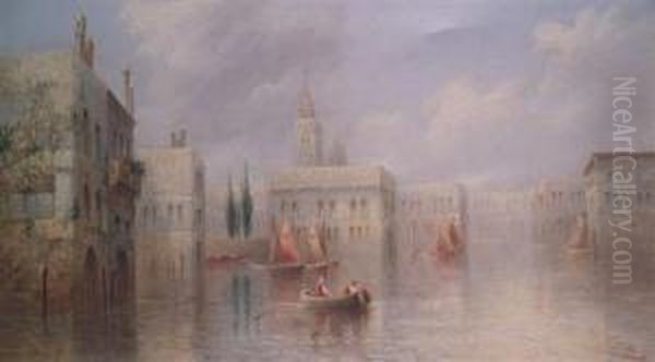 A Venetian Backwater Oil Painting by James Salt