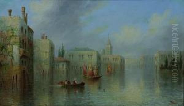 Two Scenes Of Venice Oil Painting by James Salt