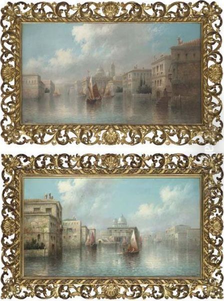 A Venetian Cappriccio; And A Venetian Backwater Oil Painting by James Salt