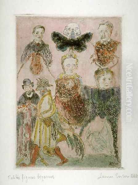 Small Bizarre Figures Oil Painting by James Ensor