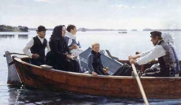 A Child's Funeral Oil Painting by Albert Edelfelt