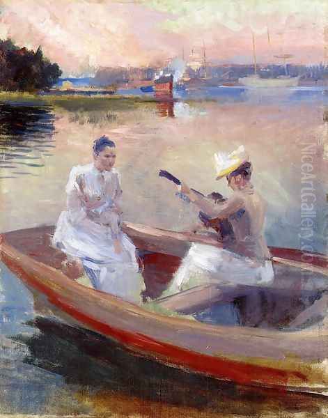 Summer Evening, Haiko Bight outside Porvoo Oil Painting by Albert Edelfelt