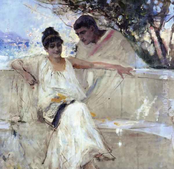 Horace and Lydia (study) Oil Painting by Albert Edelfelt