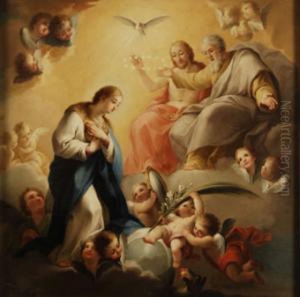 Coronacion De La Virgen Oil Painting by Mariano Salvador Maella