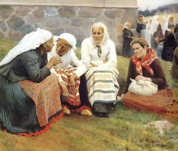 The gossip Oil Painting by Albert Edelfelt